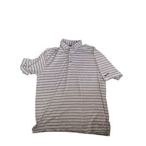 Footjoy golf Mens‎ Polo Shirt Striped Burgundy Brown White Large